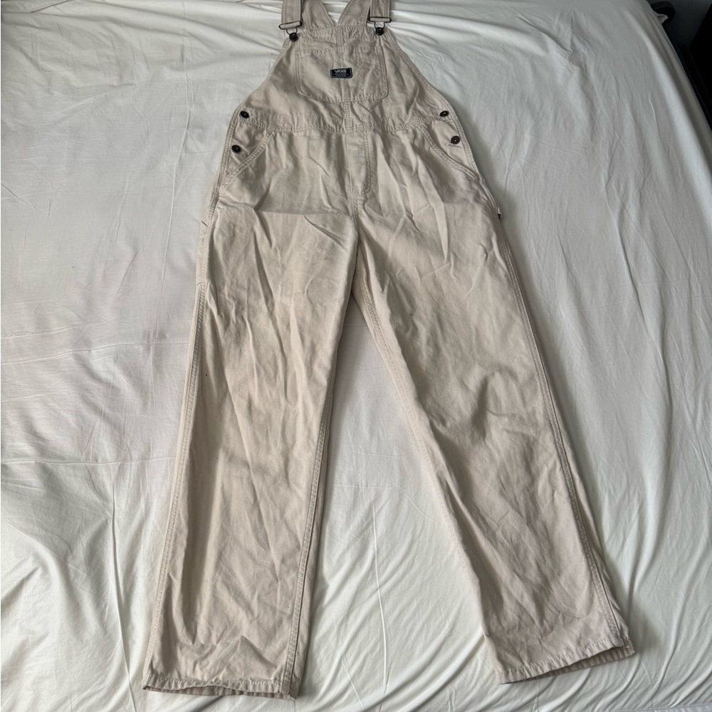 Vans Overalls Mens M Beige Distressed Workwear Grunge Skate Carpenter